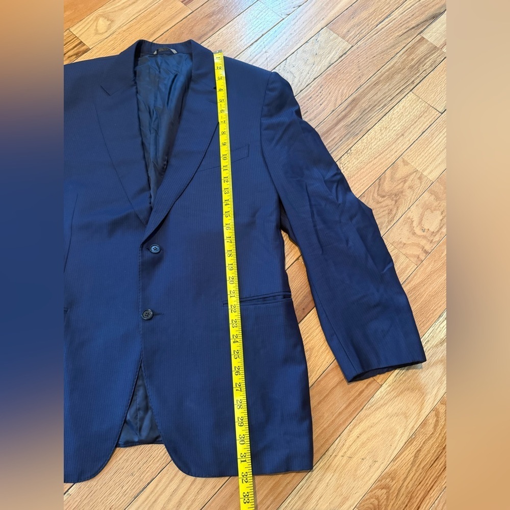 CANALI Travel + Water Resistant Navy Blue Striped Wool Sport Coat Men’s Size 46R - Picture 9 of 15